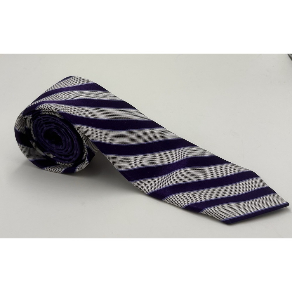Perry Ellis Portfolio Men's 100% Silk Striped Necktie Purple